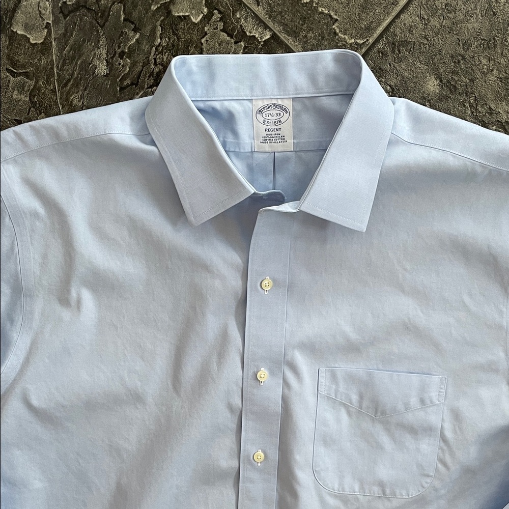 BROOKS BROTHERS Regent Non-Iron Pleated Cuff Office Formal Sky Blue Dress Shirt